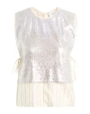 Alysi Crème Woman Top Silver Size 6 Polyester