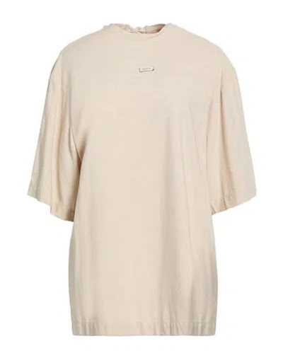 Alysi Crème Woman T-shirt Beige Size 4 Viscose, Cotton In Neutral