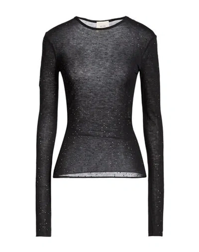 Alysi Crème Woman T-shirt Black Size 8 Viscose, Wool