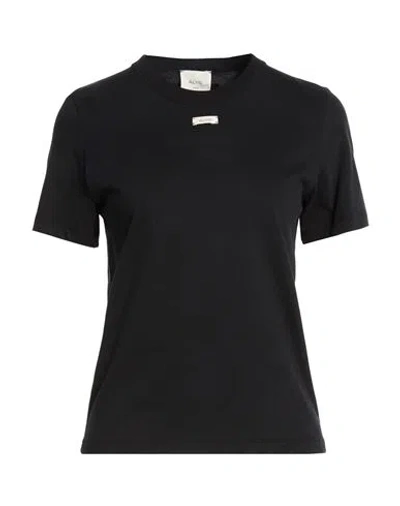 Alysi Crème Woman T-shirt Black Size L Cotton