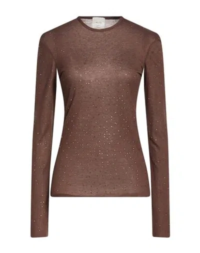 Alysi Crème Woman T-shirt Chocolate Brown Size 10 Viscose, Wool