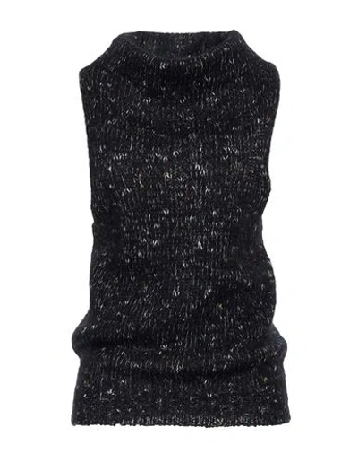 Alysi Crème Woman Turtleneck Black Size L Mohair Wool, Virgin Wool, Cotton