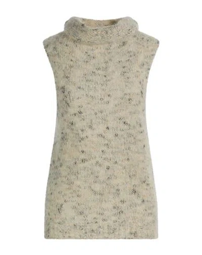 Alysi Crème Woman Turtleneck Cream Size L Mohair Wool, Virgin Wool, Cotton In White