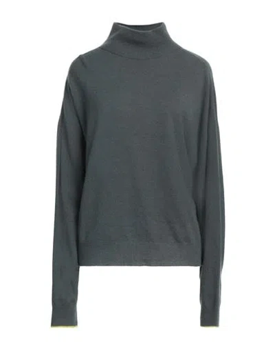 Alysi Crème Woman Turtleneck Dark Green Size L Wool, Cashmere, Polyester