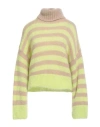 Alysi Crème Woman Turtleneck Lime Green Size L Mohair Wool, Polyamide, Elastane In Multi