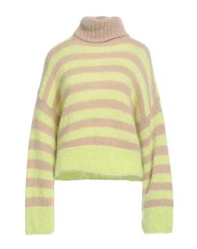 Alysi Crème Woman Turtleneck Lime Green Size L Mohair Wool, Polyamide, Elastane In Multi