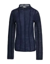 Alysi Crème Woman Turtleneck Midnight Blue Size M Mohair Wool, Polyamide, Merino Wool In Blue