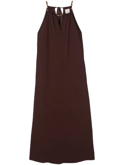 Alysi Crãªpe Long Dress In Brown
