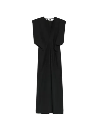 Alysi Crew-neck Midi Dress In Black