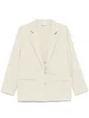 Alysi Silk Blend Single-breasted Blazer Jacket In Neutral