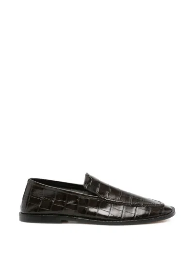 Alysi Croc-effect Leather Loafers In Black