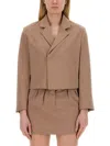 Alysi Lapel Long-sleeved Suit Jacket In Brown