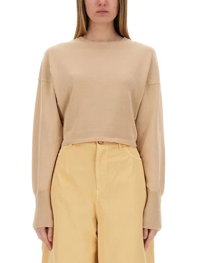 Alysi Long-sleeved Sweater In Beige