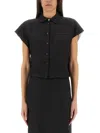 ALYSI CROPPED LINEN SHIRT WITH CLASSIC COLLAR