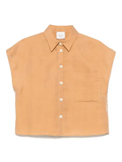 Alysi Cropped Shirt In Brown