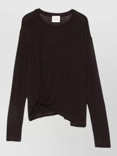 Alysi Cropped Sweater Knot Detail Round Neck In Black