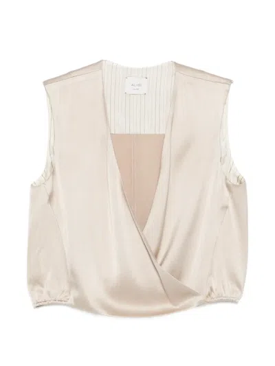 Alysi Crossover Crop Top In Pink