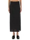 Alysi Dark Grey Solid Maxi Skirt In Black
