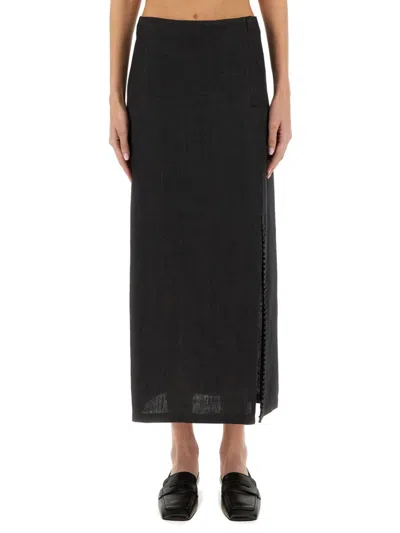 ALYSI WOMEN DARK GREY SOLID MAXI SKIRT, 26 LUXURY SKIRTS FOR WOMEN DARVEYS