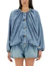 Alysi Denim Bomber Jacket In Blue