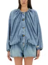 Alysi Denim Bomber Jacket In Navy