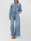 Alysi Denim Jacket Chest Pockets Collared Neck In Blue