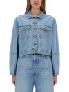 Alysi Denim Solid Shirt Collar Jacket In Blue