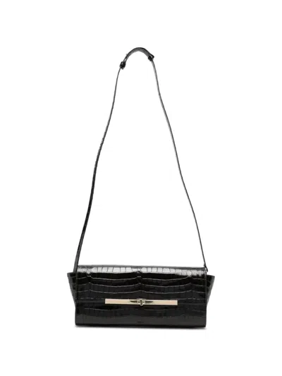 Alysi Doctor Croc-effect Shoulder Bag In Black