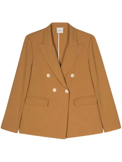 Alysi Double-breasted Blazer In Brown