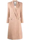 Alysi Double-breasted Brushed Coat In Orange