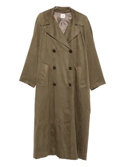 Alysi Double-breasted Trench Coat In Green