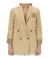 Alysi Double-breasted V-neck Blazer In Neutral