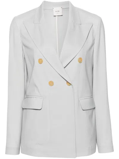 Alysi Double-breasted Virgin Wool Blazer In Grau