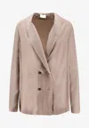 Alysi Double-breasted Shawl-lapel Blazer In Neutral