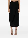 Alysi Draped Knot-detail Midi Skirt In Black