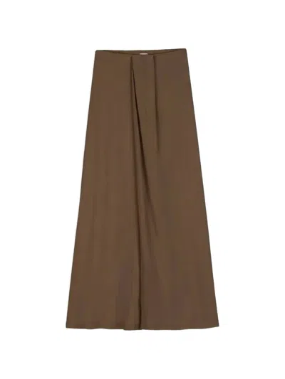 Alysi Draped Silk Trousers In Brown