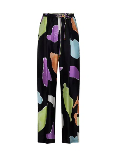 ALYSI DRAWSTRING ALL-OVER PATTERNED TROUSERS