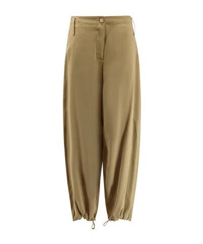 Alysi Drawstring Hem Utility Pants In Green