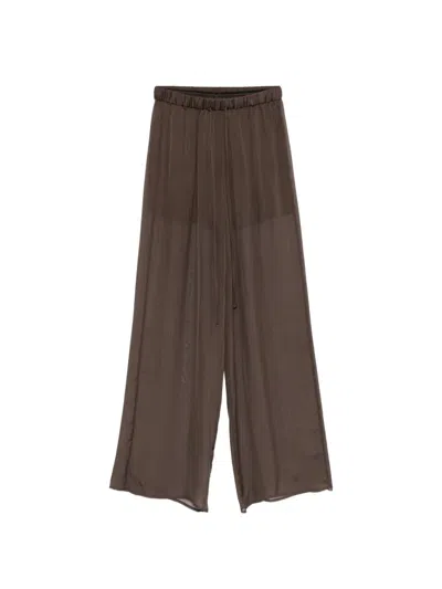 Alysi Drawstring Palazzo Pants In Brown