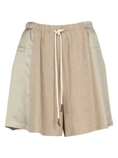 Alysi Drawstring Panelled Shorts In Neutral