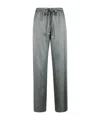 Alysi Wide Straight Leg Satin-finish Pants With Adjustable Waist In Gray