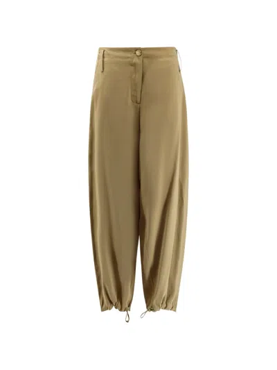 Alysi Modal Trousers With Drawstring Detail In Green