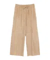 Alysi Drawstring Waist Casual Pants In Brown