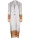 Alysi Single Breasted Striped Coat In White