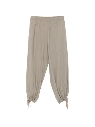Alysi Elasticated-waist Drawstring-cuff Trousers In Gray
