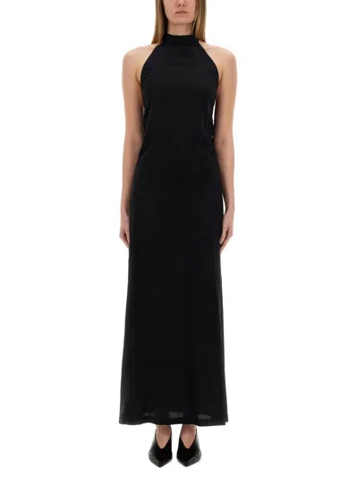 Alysi Silk Long Dress In Black
