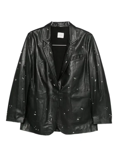 Alysi Embellished Leather Jacket In Black