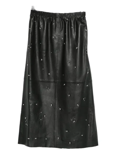 Alysi Embellished Leather Skirt In Black