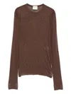 Alysi Embellished Wool Top In Brown