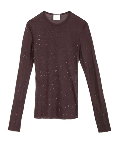 Alysi Embellished Wool Top In Brown